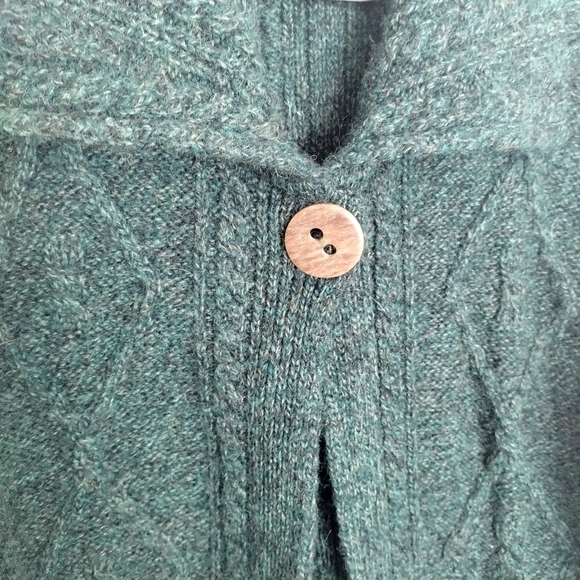CarraigDonn Womens Knit Long Sweater Cardigan Cable Button Green Ireland Sz Xl - Picture 3 of 9